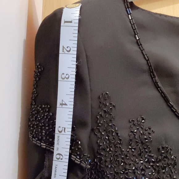 Vintage Beaded Silk Black Dress - Picture 5 of 9